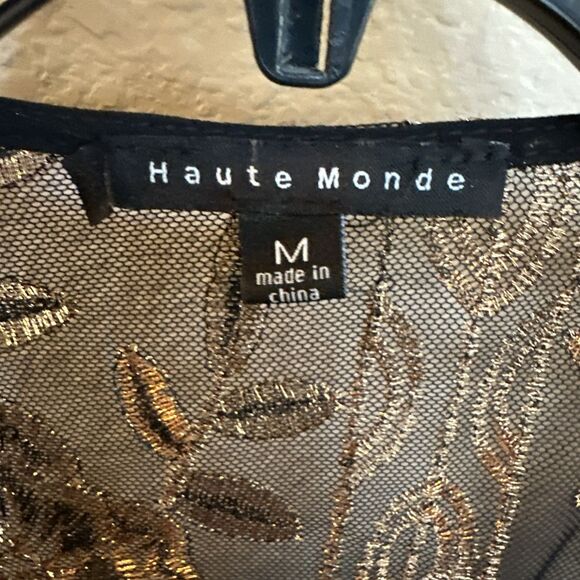 Haute Monde Cinched Waist Kimono Topper Medium Blk Copper Embroidered Whimsigoth - Picture 3 of 11